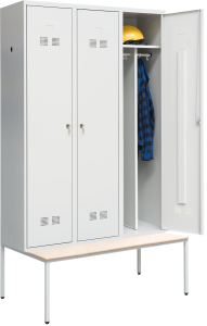 Kleiderschrank 2 Abteile mit s-w Trennwand und Sitzbankuntergestell